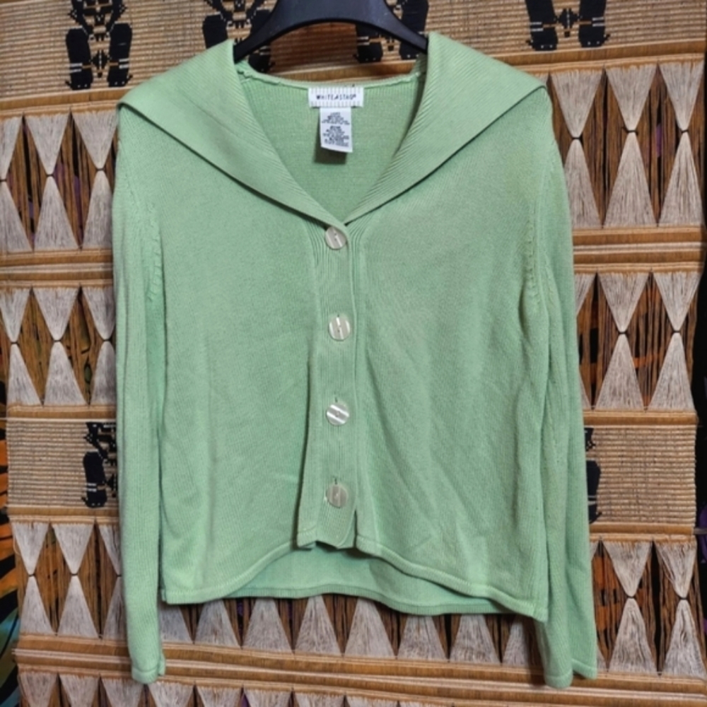 White Stag Green Cropped Cardigan